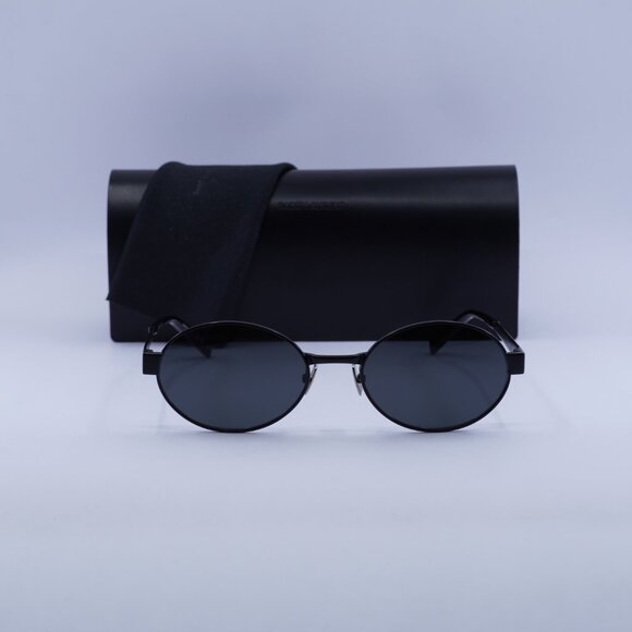 Saint Laurent SL692 001 Oval Sunglasses - Semimatte Black/Black main image 8